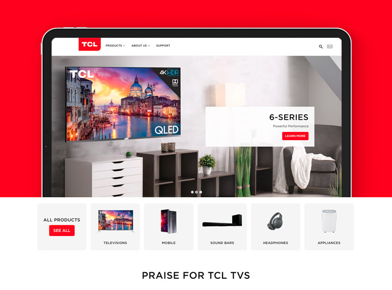 TCL tablet, home page, case study
