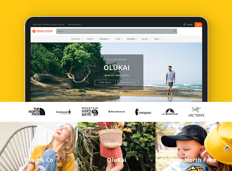 Gear Coop tablet, home page, case study