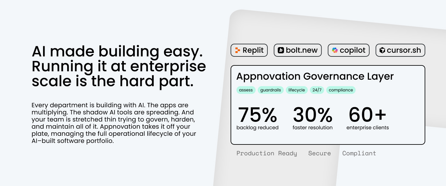 Appnovation Managed Services for AI, enterprise AI governance, code quality operations