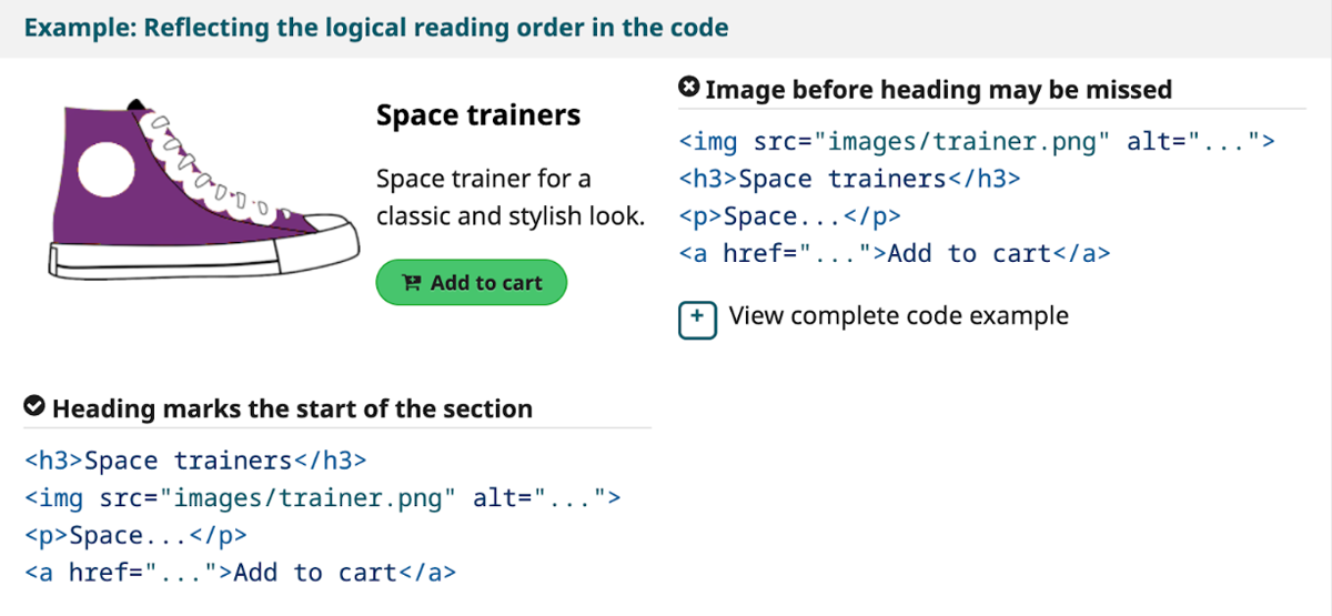 Reflect the logical reading order in the code